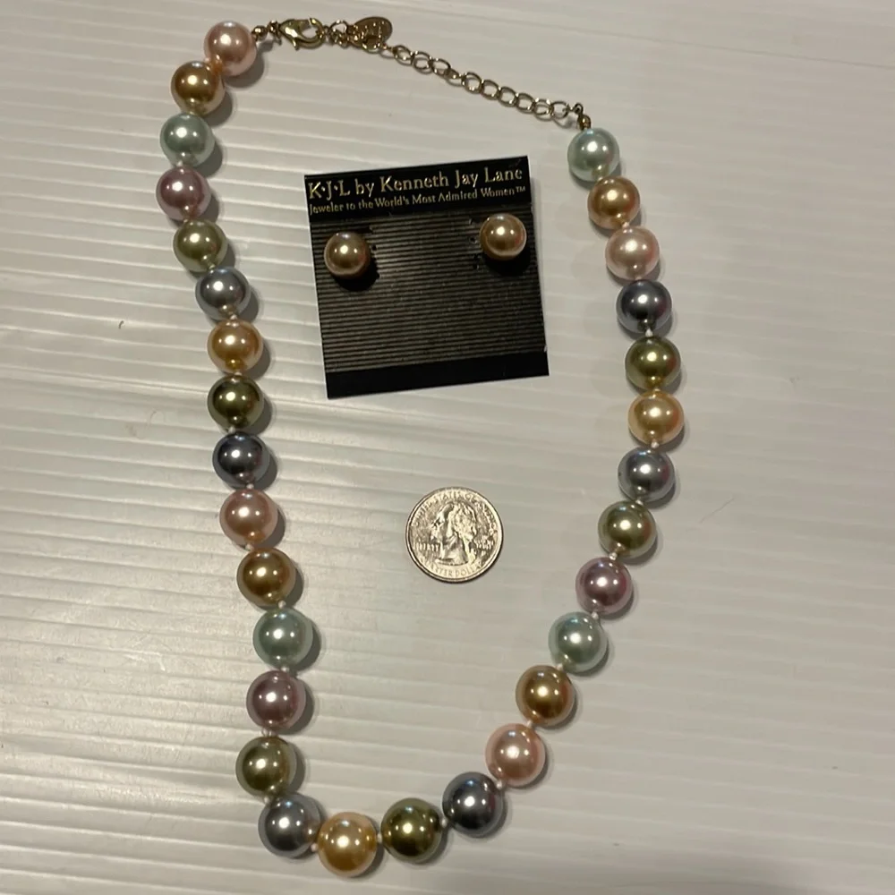 Kenneth Jay Lane Designer 2009 Ingural Multi -Pearl Necklace women Vintage - Picture 5 of 8